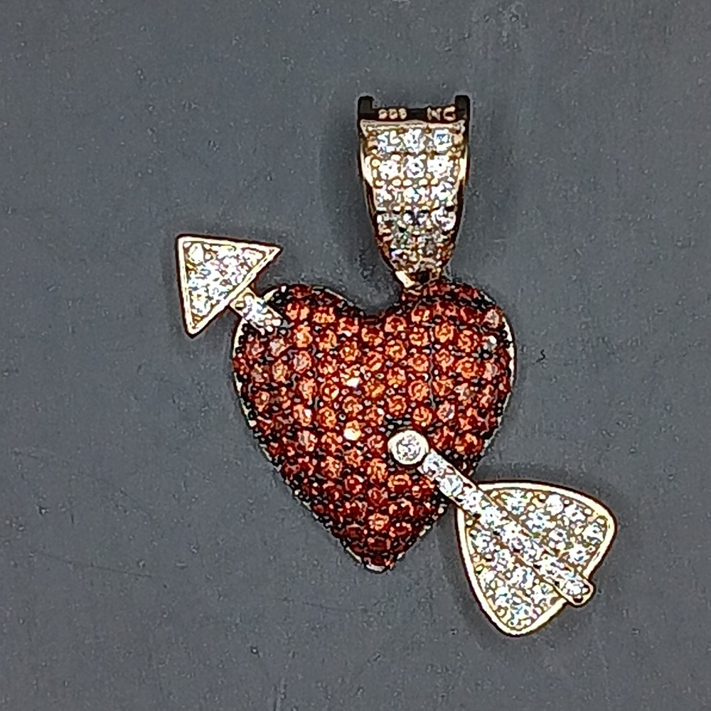 925 SILVER Heart & Arrow CZ Iced Out Pendant Charm
